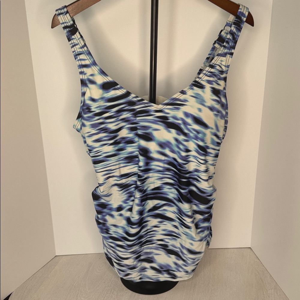 Blue Patterned Croft & Barrow Women's Swim Top